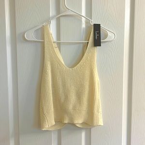 Lulus Ivory knit twist back crop